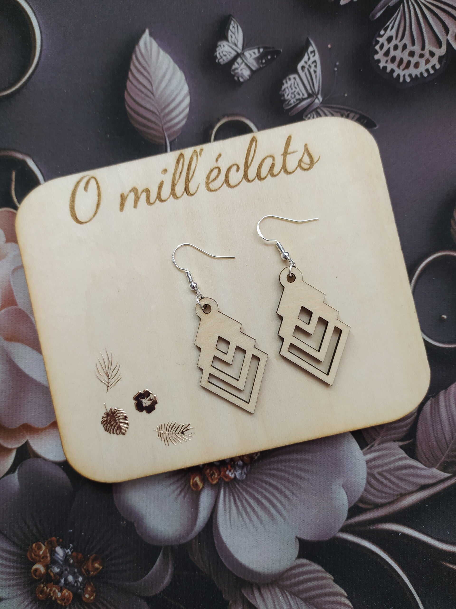 Boucles d'oreilles Flocéa en bois naturel pour femme
