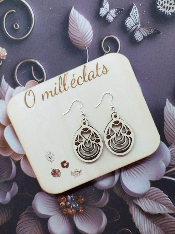 Boucles d'oreilles Floésia en bois naturel pour femme