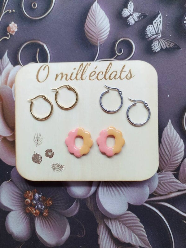 Mini-fleurs pour créoles Fleurianne Argile polymère pro orange et rose pastels