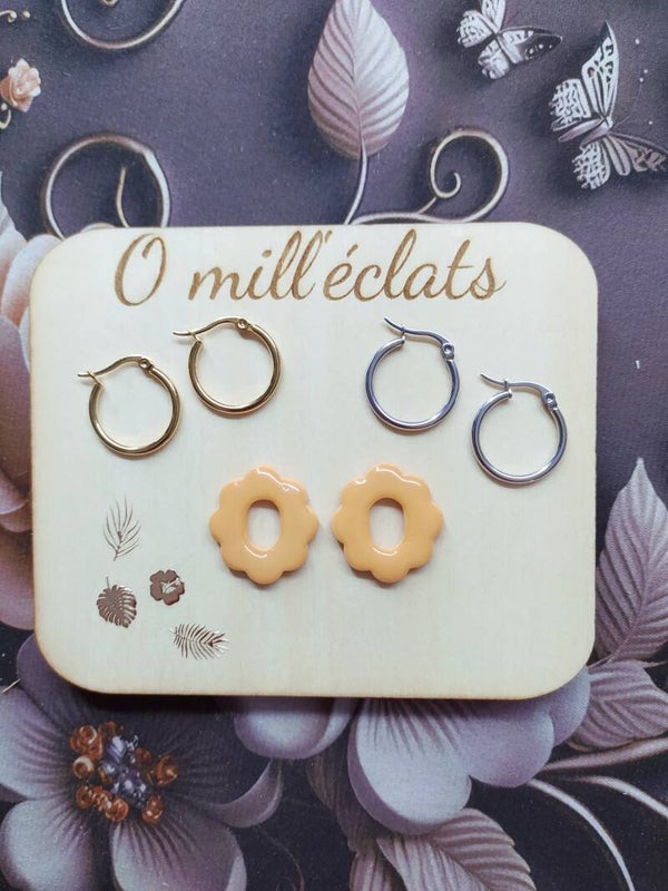 Mini-fleurs pour créoles Fleurine Argile polymère pro orange pastel