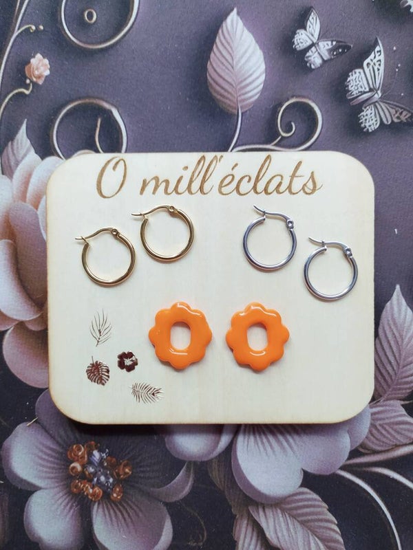 Mini-fleurs pour créoles Clémentine Argile polymère pro orange