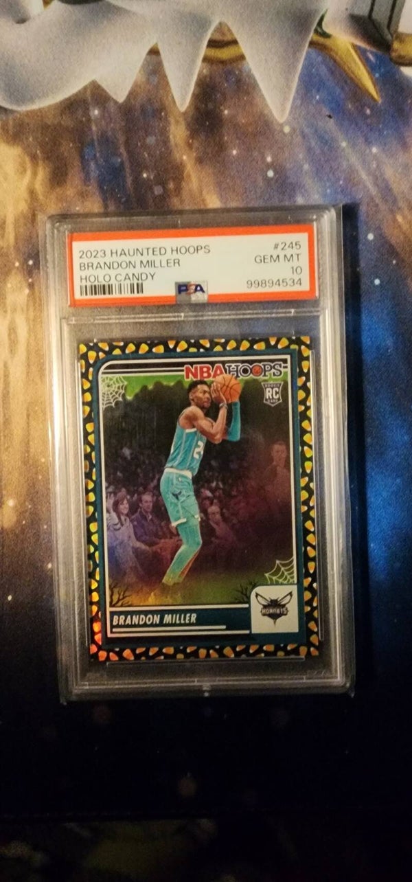 2023 Haunted Hoops Brandon Miller Candy Corn Holo PSA 10
