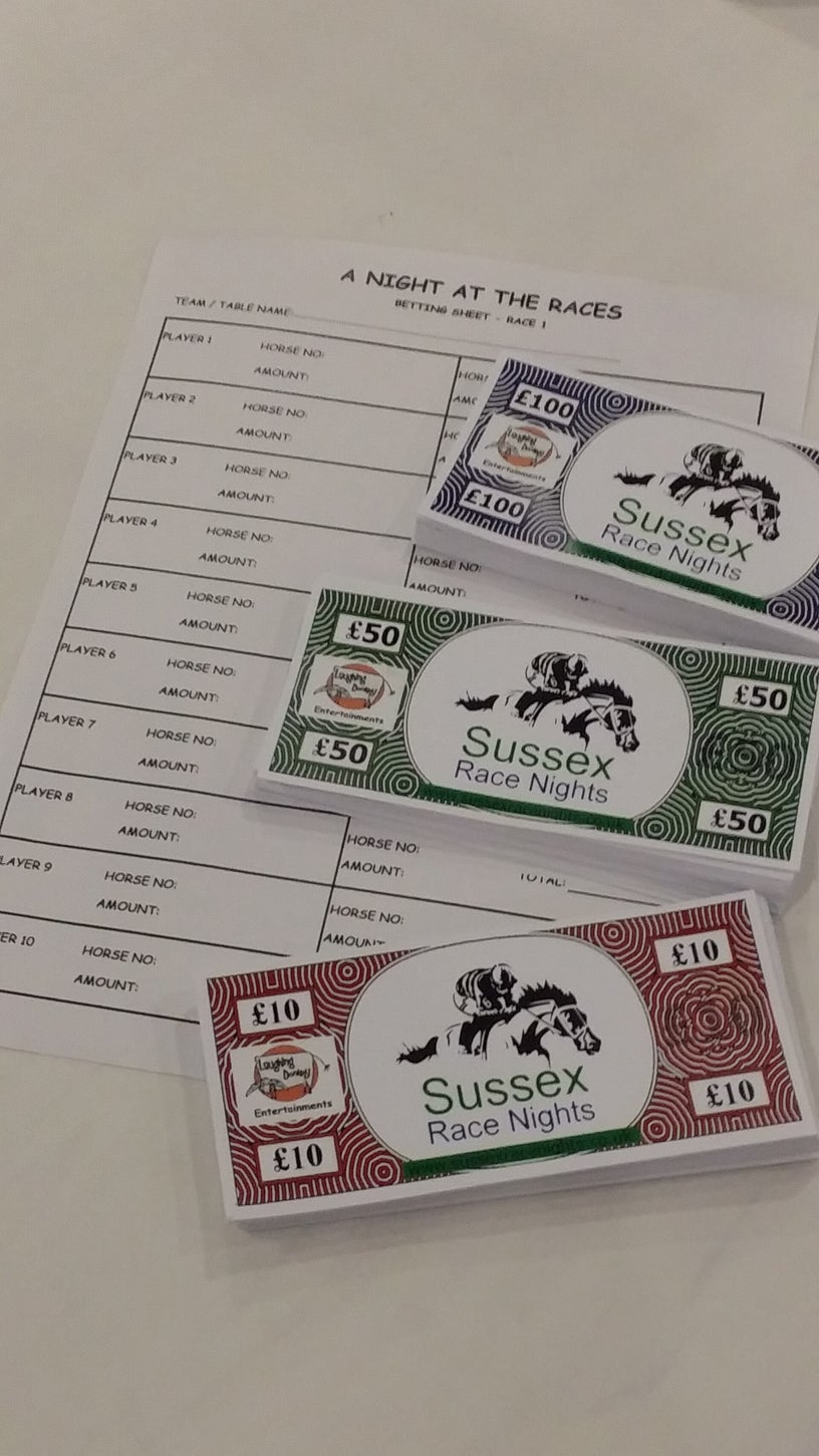 Fun money race night pack for corporate events