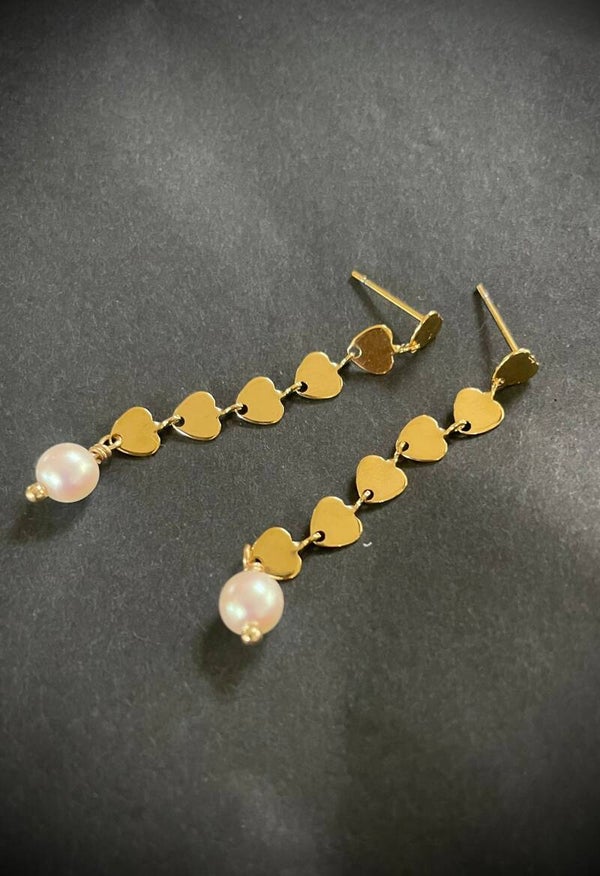 Oorbellen hartjes met parel