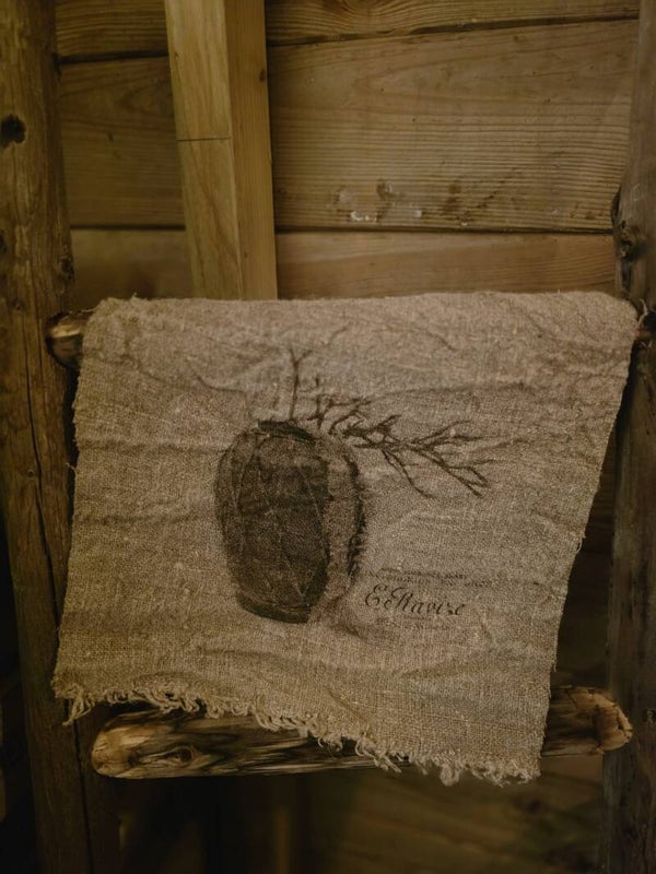 Shabby doek met vaas