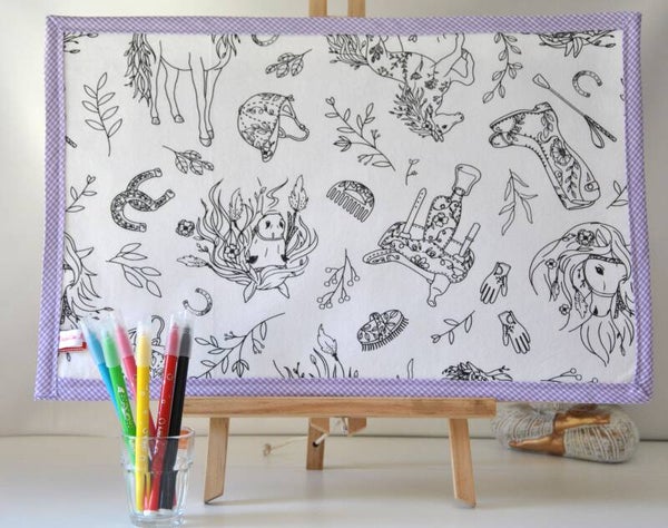 Set de Table à colorier et réutilisable - Equitation