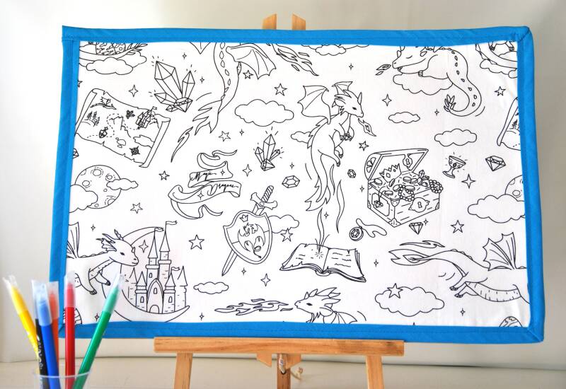 Set de Table à colorier et réutilisable - Dragon Magie