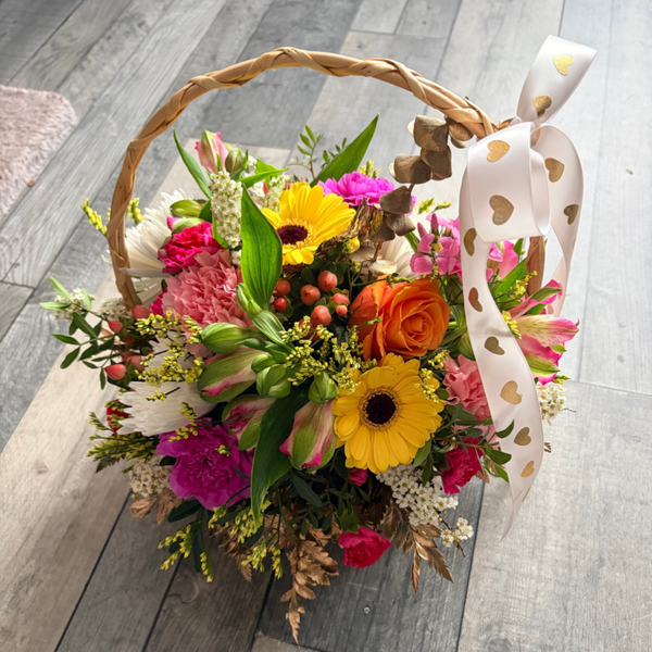 Basket flower arrangement