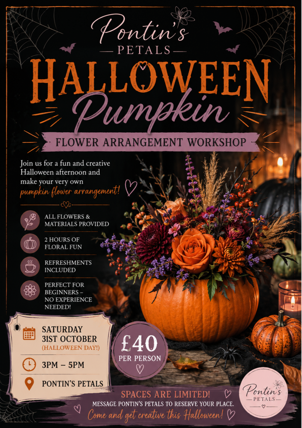 Halloween flower pumpkin arrangement workshop