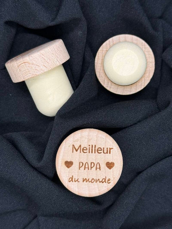 Bouchon de vin "Meilleur PAPA du monde" ❤️ – Cadeau personnalisé