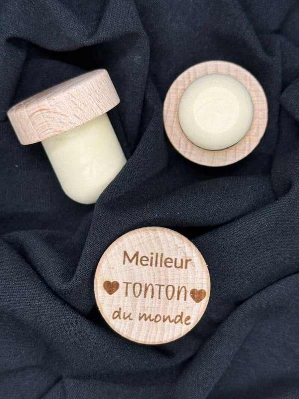 Bouchon de vin "Meilleur TONTON du monde" ❤️ – Cadeau original