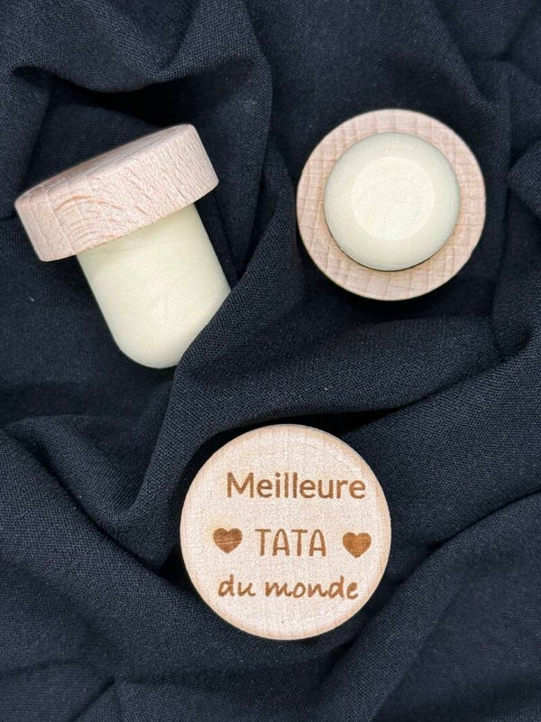Bouchon de vin "Meilleure TATA du monde" ❤️ – Cadeau personnalisé