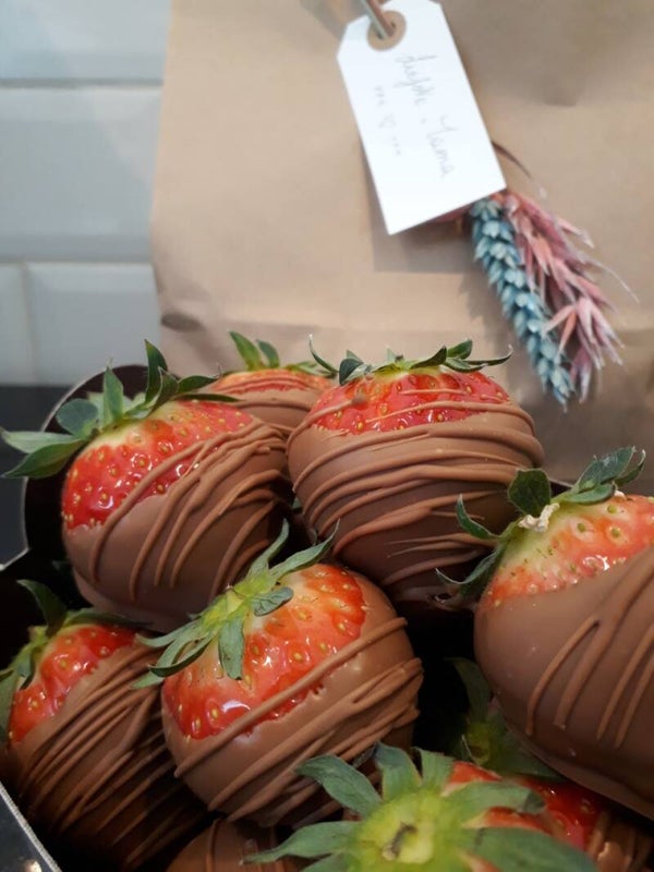 Aardbeien omhuld in heerlijke Callebaut chocolade