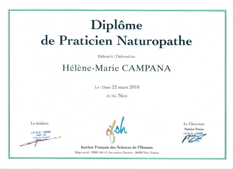 DIPLÔME NATUROPATHIE