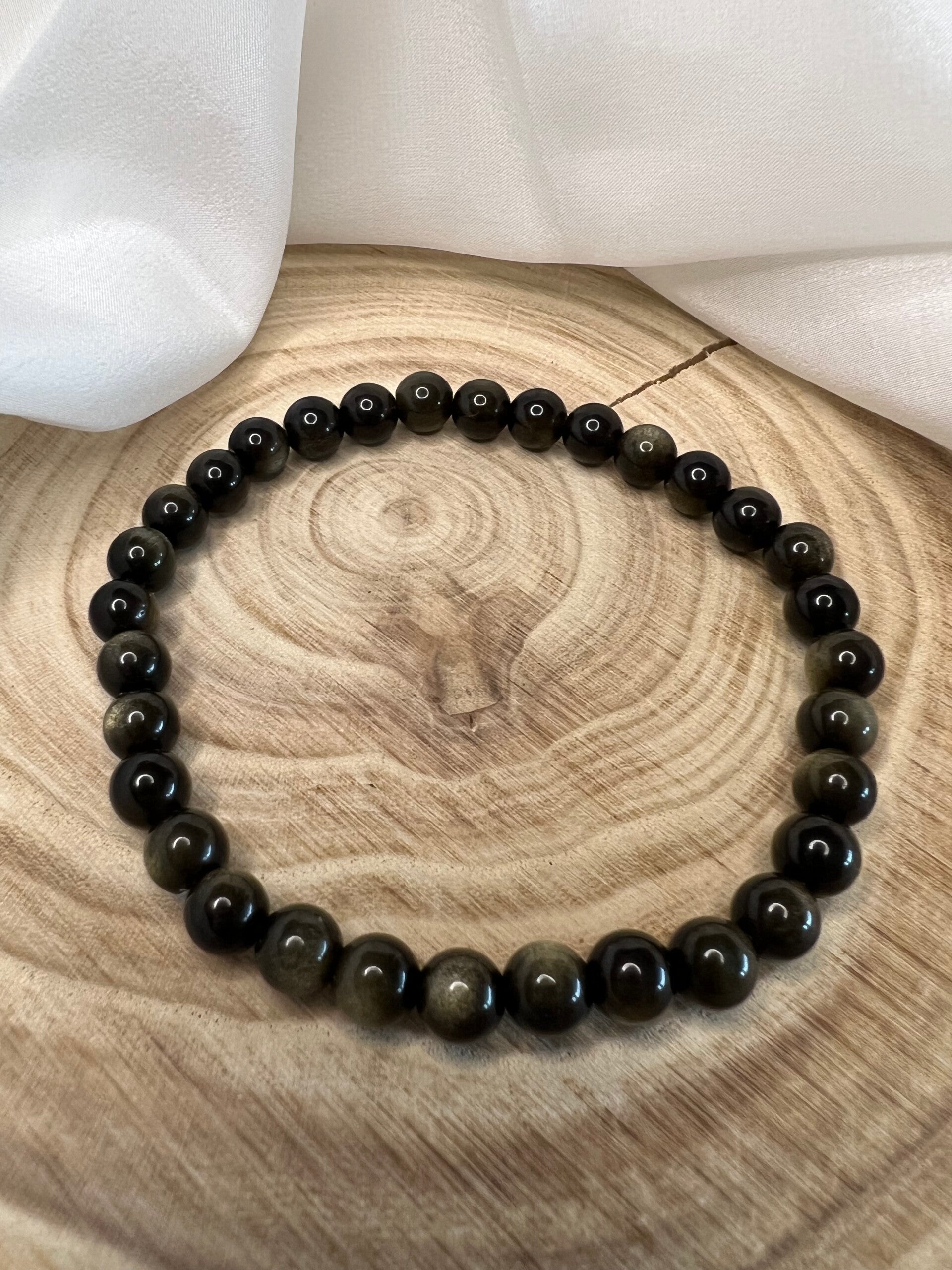 Gold - Obsidian - Power Armband 6mm