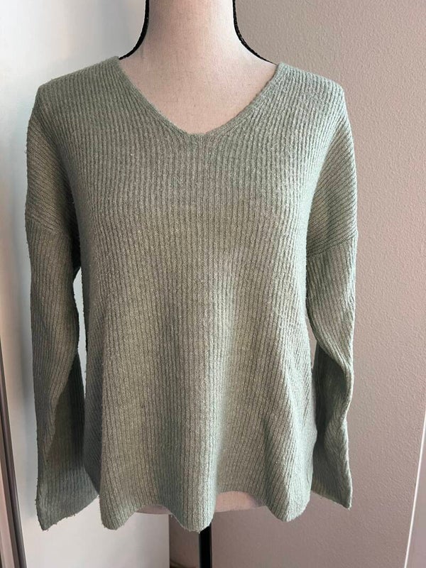 Mintfarbener Wollpullover – Grösse S