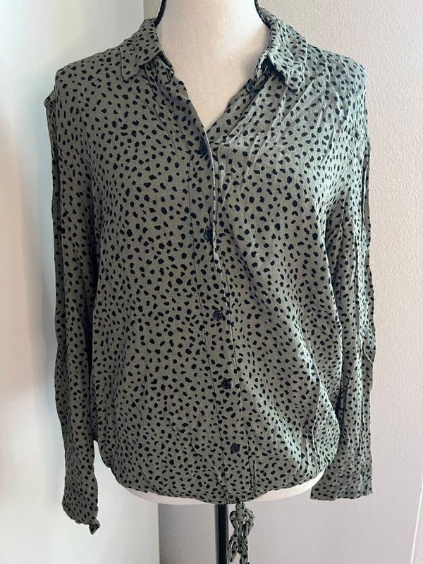 Leopardenbluse – Kaki-Grün