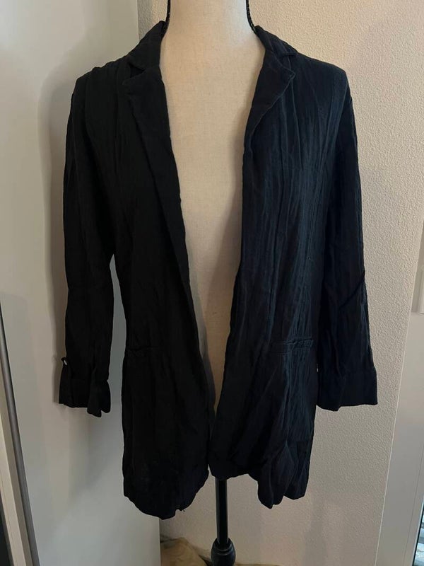 Schwarzer Blazer – lockerer Stoff, Grösse S