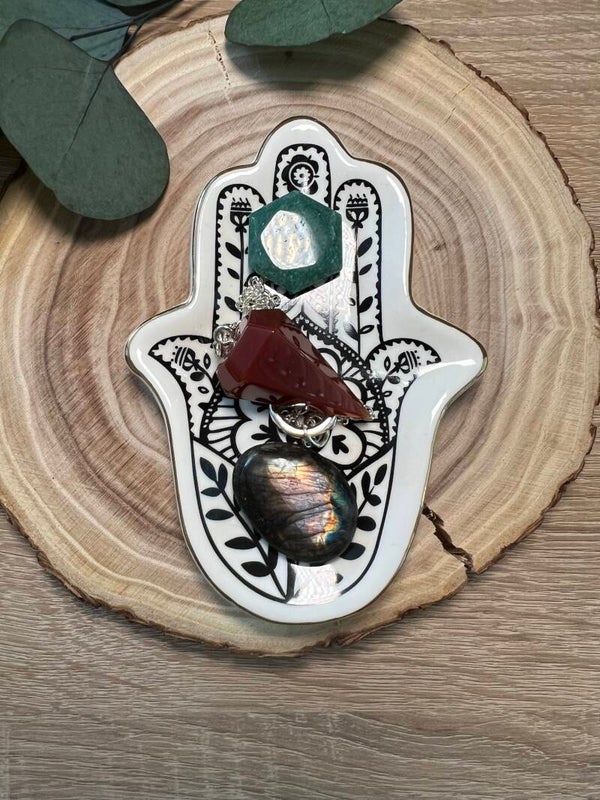 Schutz & Intuition – Edelstein-Set mit Hand der Fatima