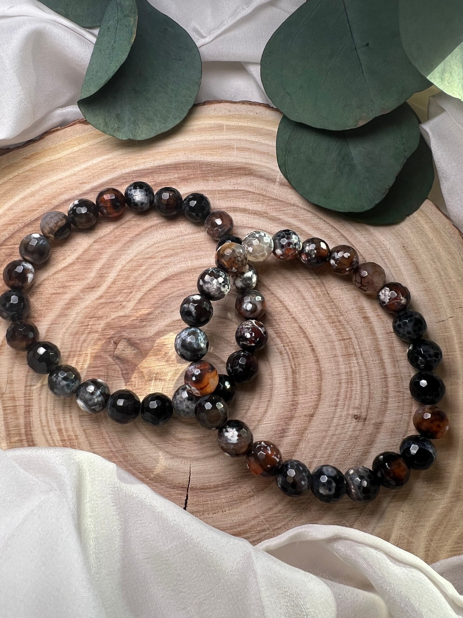 Schwarzer Achat · facettiert · 8 mm