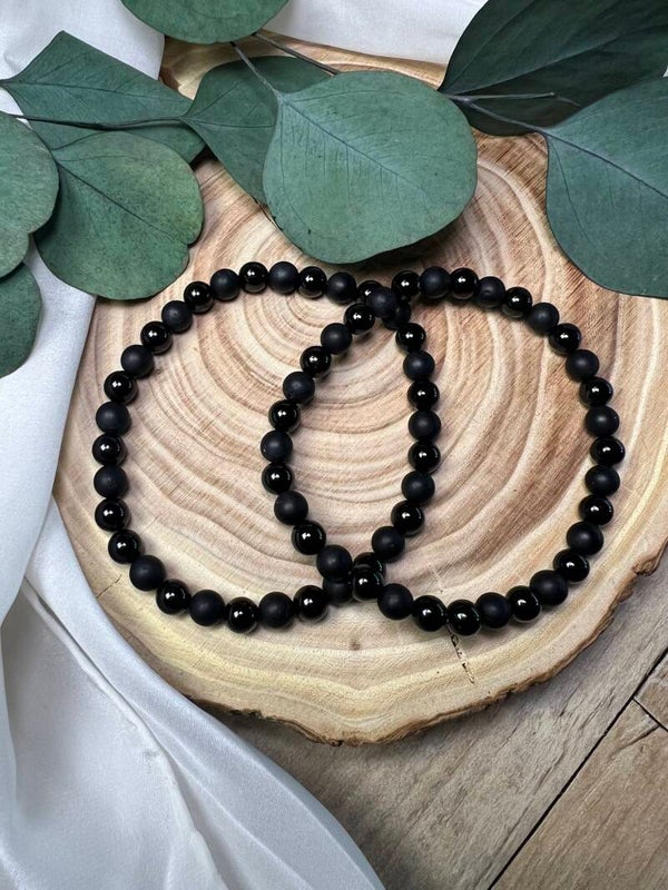 Schwarzer Turmalin – matt & glänzend 6mm / 21cm