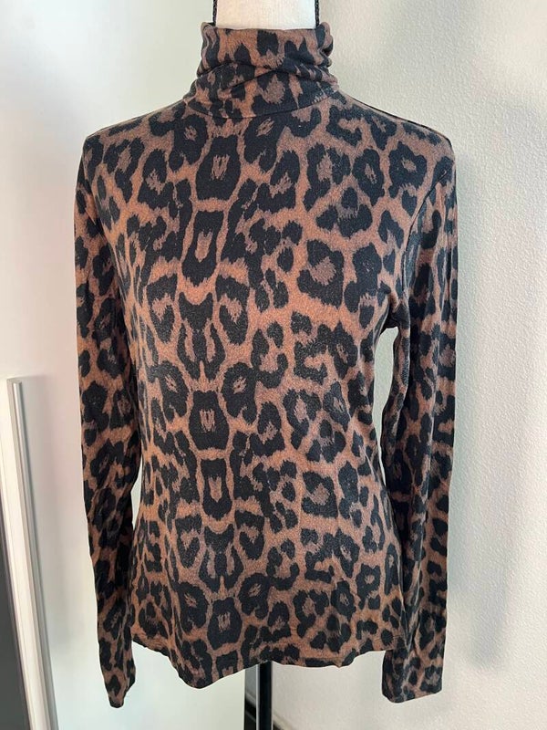 Leoparden-Rollkragenpullover – Slim Fit