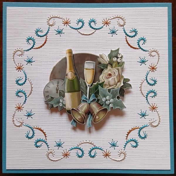 CARTE 3D BRODÉE CHAMPAGNE