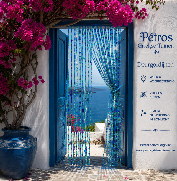 DEUR GORDIJN Blauw divers glas