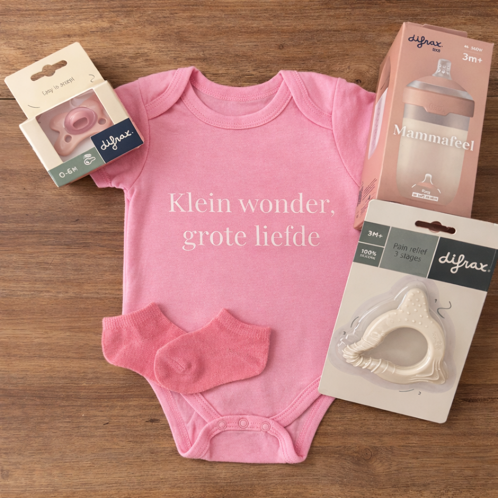 Kraamcadeau meisje – Baby romper set – Klein wonder, grote liefde – Cadeau set