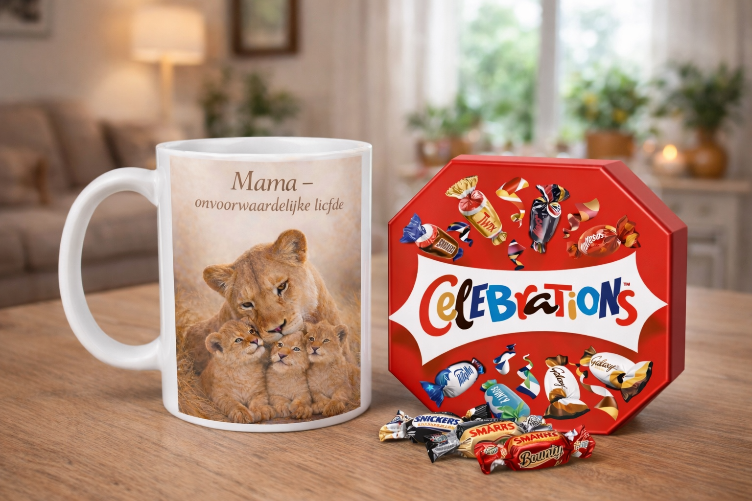 Moederdag Cadeauset – Mok & Celebrations Chocolade