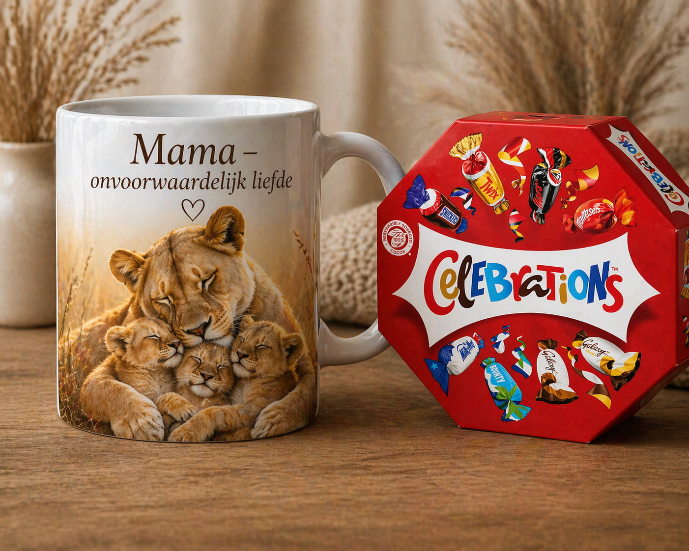 Moederdag Cadeauset – Mok & Celebrations Chocolade