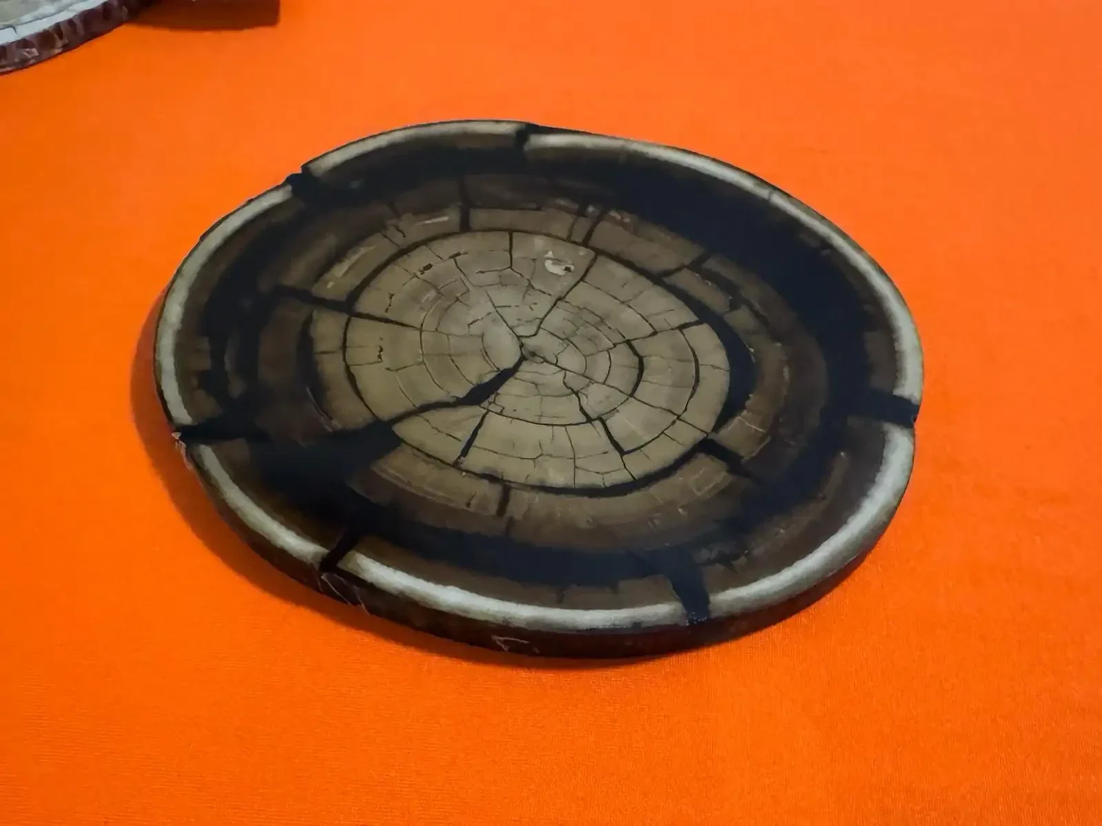 Striking Dark Fossil Mammoth Ivory Tusk Crosscut- Polished Round