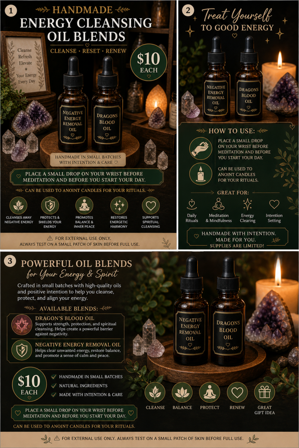 Negative energy cleansing oil