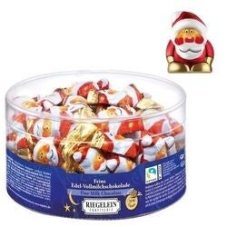 72 minis père-noël en chocolat au lait extra fin emballé individuellement.