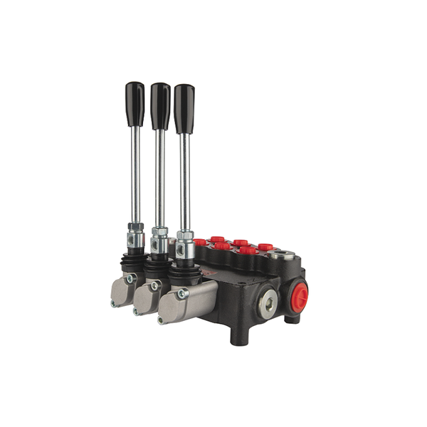 Distributeur hydraulique 3 sections 80 l/min commandé par levier.