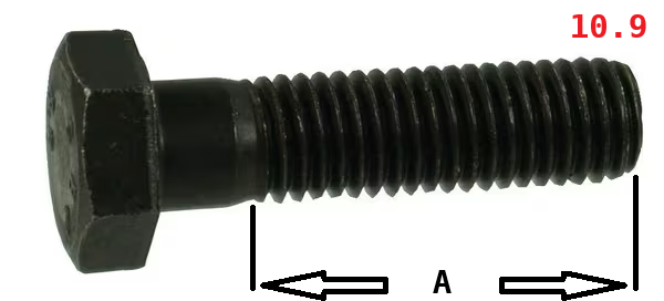 25 VIS TETE HEXAGONALE M12x40  partiellement filetée DIN931 10.9 noir. 9311240109B