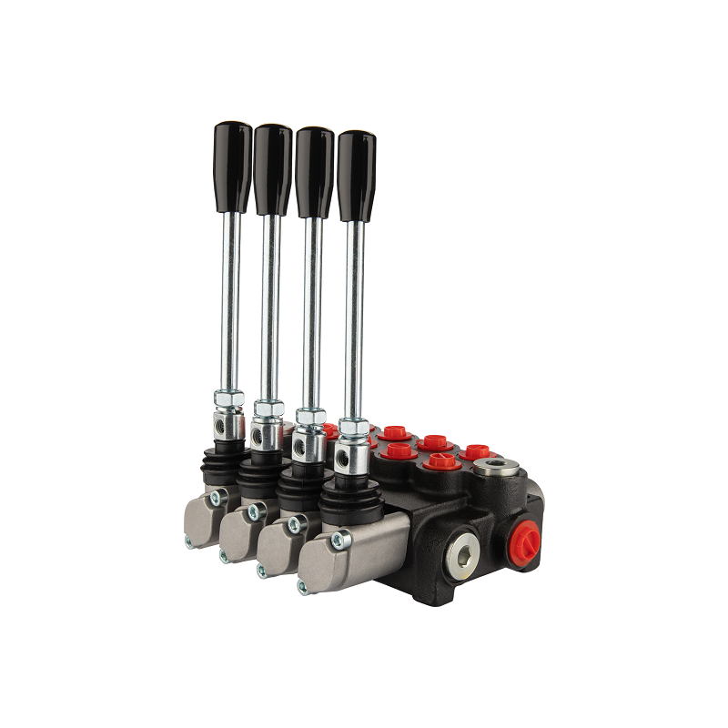 Distributeur hydraulique, 4 sections, 40 l/min, à commande par leviers.