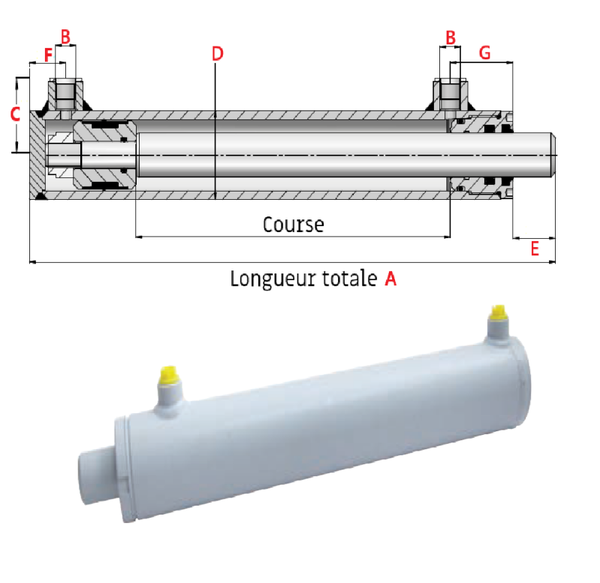 D1625250C  Verin double effet D16-25-250