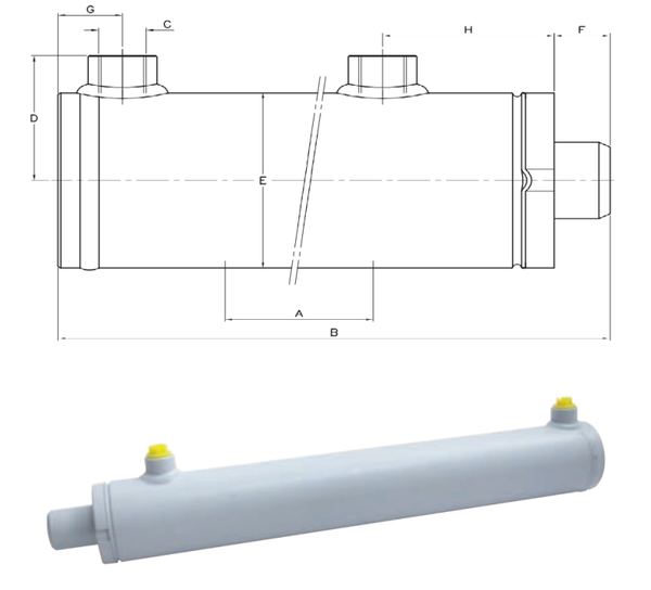 D2540350C  Verin double effet D25-40-350