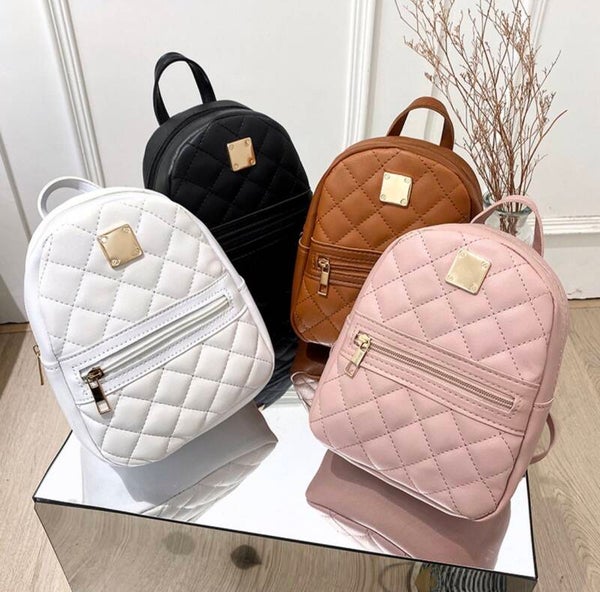 Mini Rugzak Gewatteerd Ruitpatroon PU Leer Mode Schoudertas Voor Dames Meisjes Casual Reizen