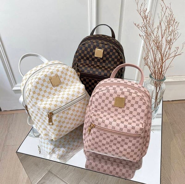 Mini Rugzak Dames PU Leer Vintage Print Schoudertas Kleine Mode Handtas Multifunctionele Tas Chique Stedelijke Stijl