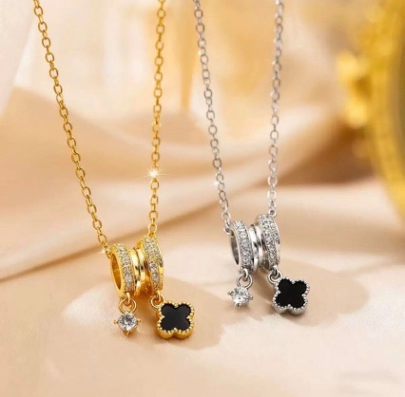 Clover Pendant Necklace Titanium Steel Zircon Copper Elegant Clavicle Chain For Women Fashion Jewelry