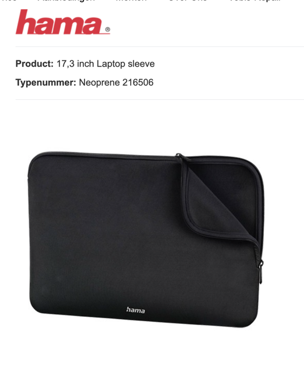 Product: 17,3 inch Laptop sleeve  Typenummer: Neoprene 216506