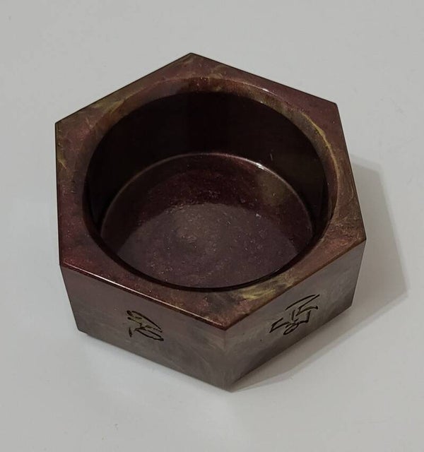 Bougeoir hexagone brun et or