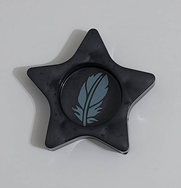 Bougeoir étoile noir avec plume