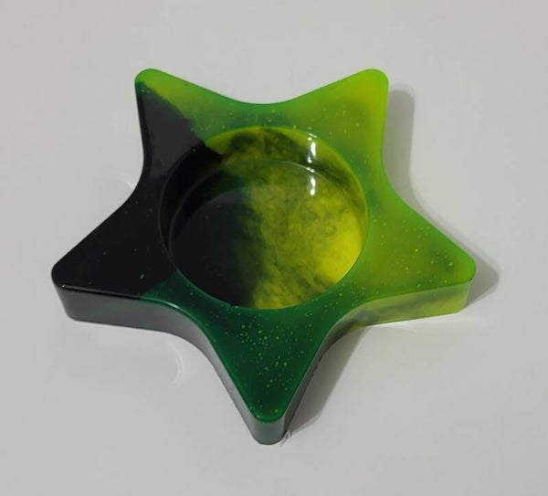 Bougeoir étoile noir et jaune fluo