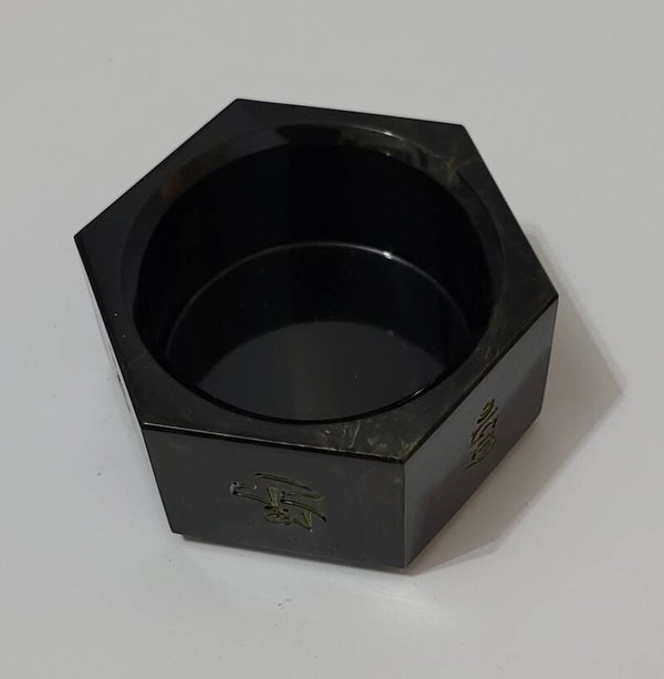 Bougeoir hexagone noir et argent