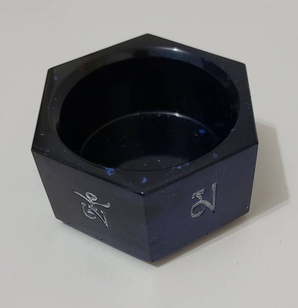 Bougeoir hexagone noir et bleu
