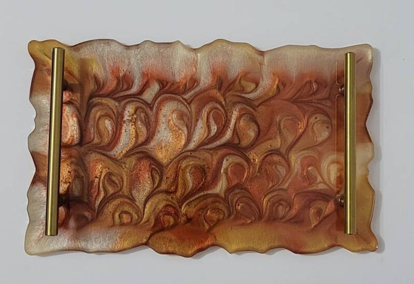 Plateau cuivre et blanc