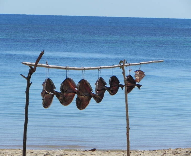 pesce essiccato al sole in un villaggio malgascio